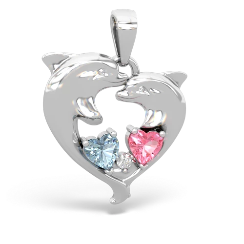 aquamarine-pink sapphire dolphins pendant