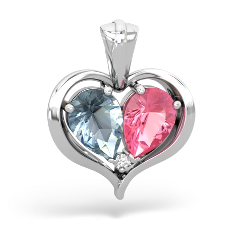 aquamarine-pink sapphire half heart whole pendant