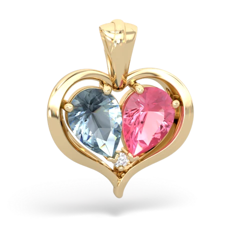 aquamarine-pink sapphire half heart whole pendant