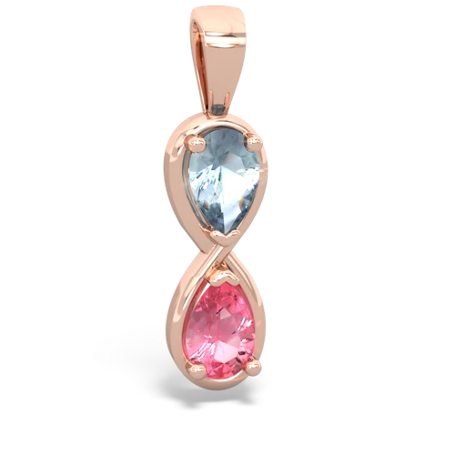 aquamarine-pink sapphire infinity pendant