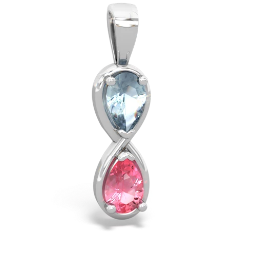 aquamarine-pink sapphire infinity pendant