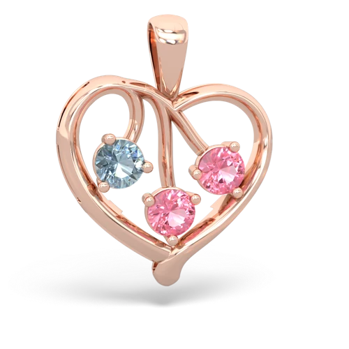 aquamarine-pink sapphire love heart pendant