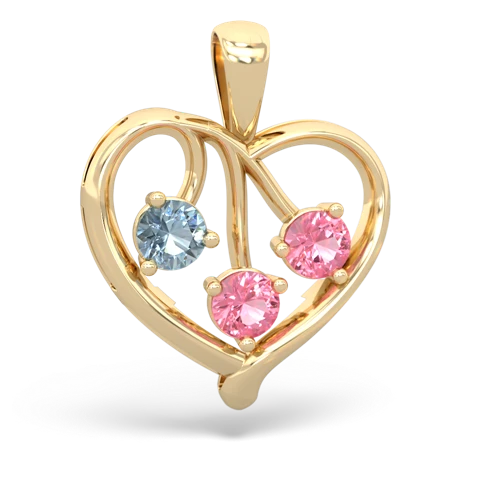 aquamarine-pink sapphire love heart pendant