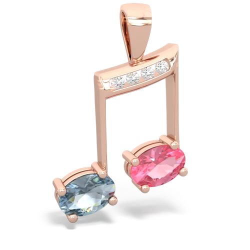 aquamarine-pink sapphire music notes pendant