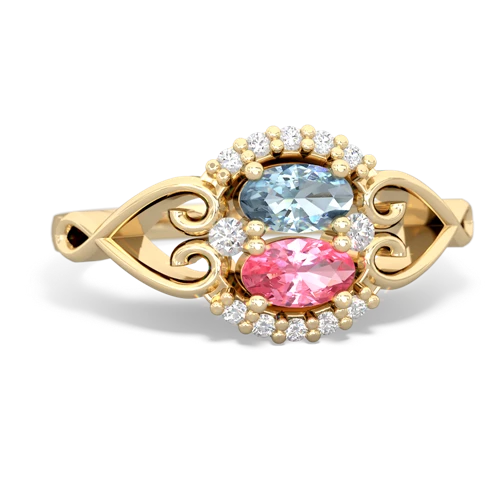 aquamarine-pink sapphire antique keepsake ring