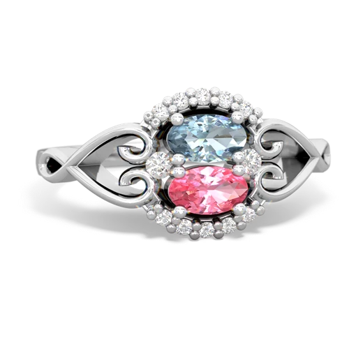 aquamarine-pink sapphire antique keepsake ring