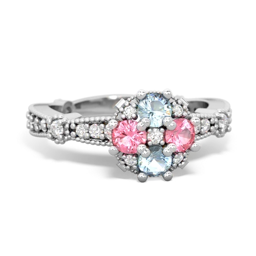 aquamarine-pink sapphire art deco engagement ring