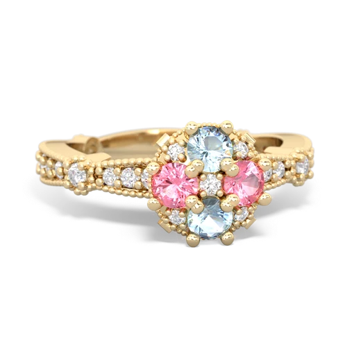 aquamarine-pink sapphire art deco engagement ring