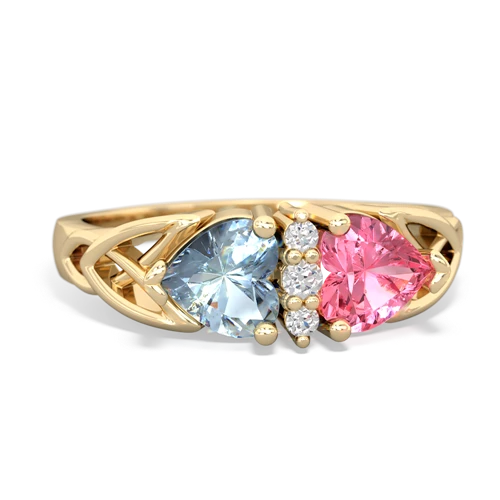 aquamarine-pink sapphire celtic ring