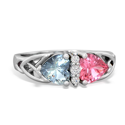 aquamarine-pink sapphire celtic ring
