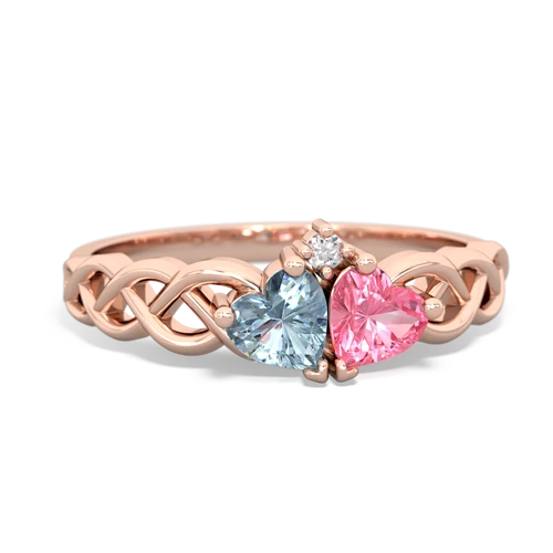 aquamarine-pink sapphire celtic braid ring