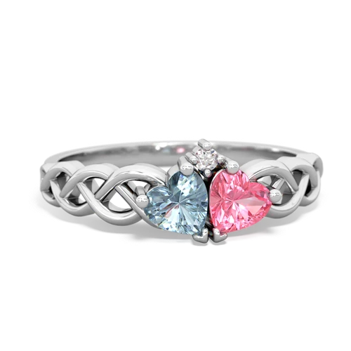 aquamarine-pink sapphire celtic braid ring