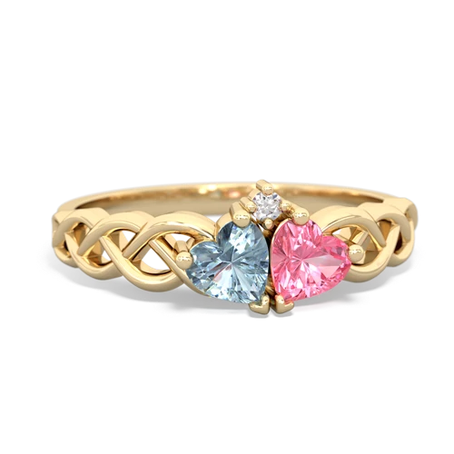 aquamarine-pink sapphire celtic braid ring