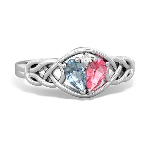 aquamarine-pink sapphire celtic knot ring