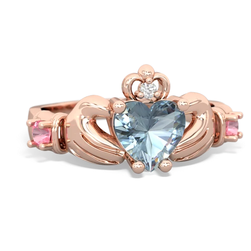 aquamarine-pink sapphire claddagh ring