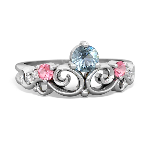 aquamarine-pink sapphire crown keepsake ring