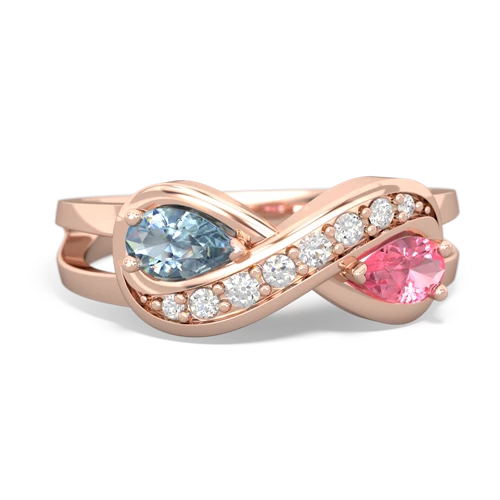aquamarine-pink sapphire diamond infinity ring
