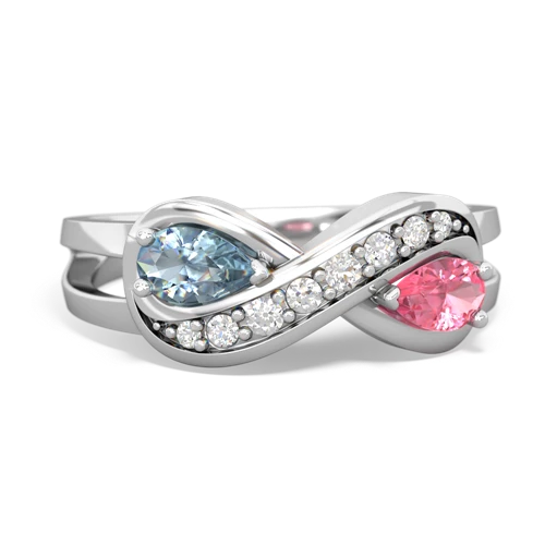 aquamarine-pink sapphire diamond infinity ring