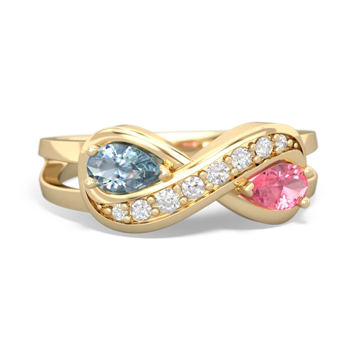 aquamarine-pink sapphire diamond infinity ring