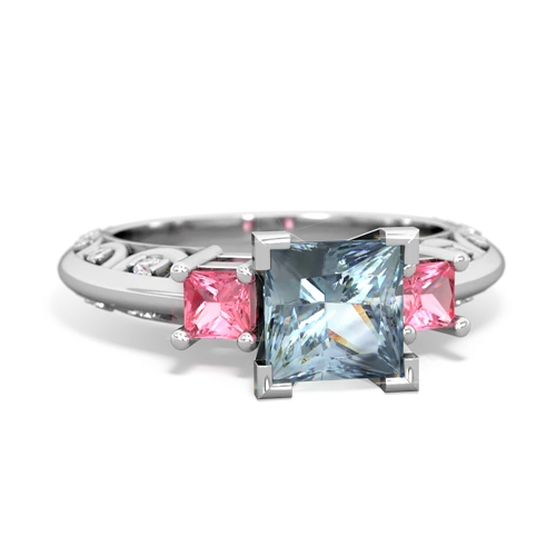 aquamarine-pink sapphire engagement ring