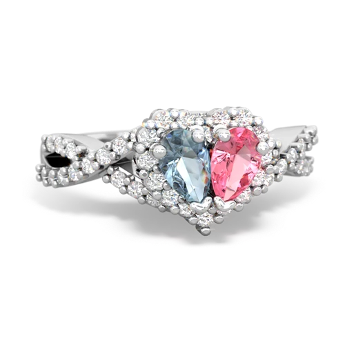 aquamarine-pink sapphire engagement ring