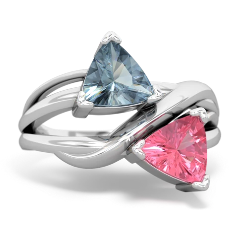 aquamarine-pink sapphire filligree ring