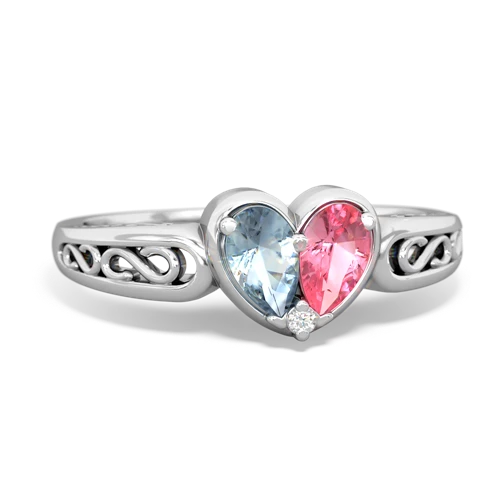 aquamarine-pink sapphire filligree ring