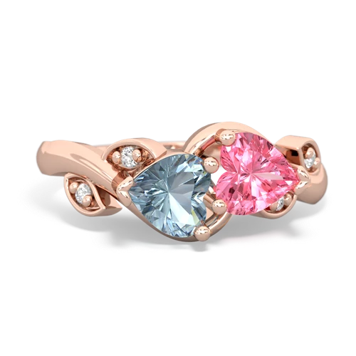 aquamarine-pink sapphire floral keepsake ring
