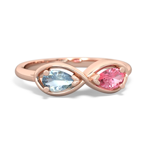 aquamarine-pink sapphire infinity ring