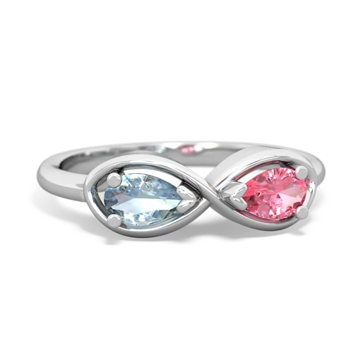 aquamarine-pink sapphire infinity ring