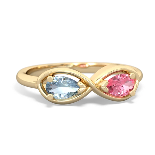 aquamarine-pink sapphire infinity ring