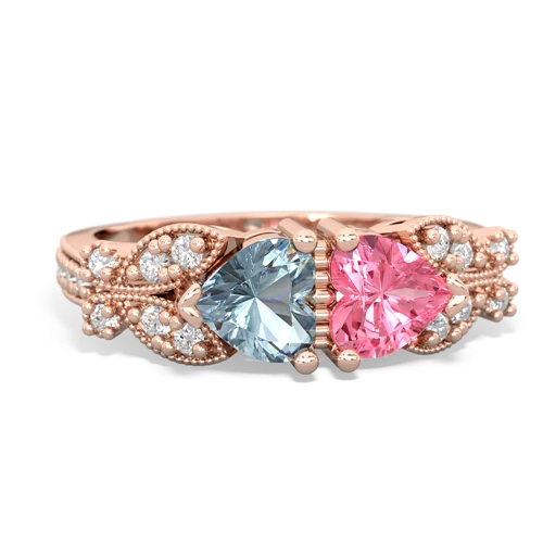 aquamarine-pink sapphire keepsake butterfly ring