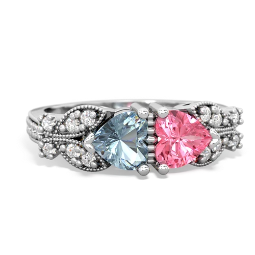 aquamarine-pink sapphire keepsake butterfly ring