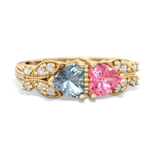 aquamarine-pink sapphire keepsake butterfly ring