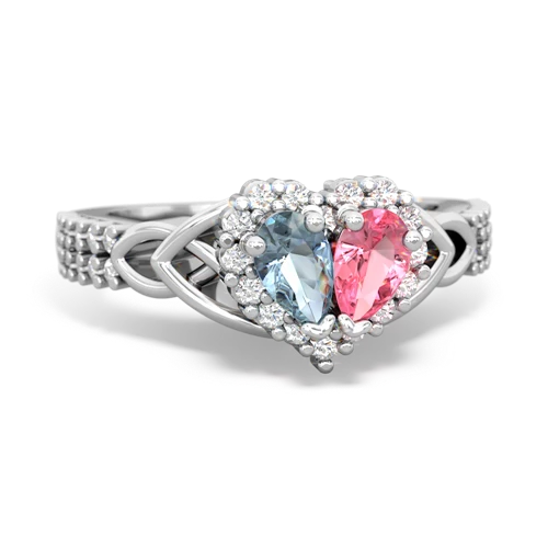 aquamarine-pink sapphire keepsake engagement ring