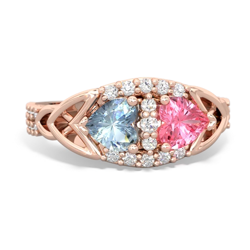 aquamarine-pink sapphire keepsake engagement ring