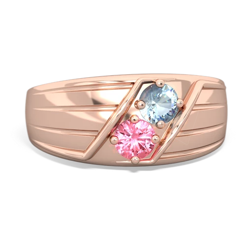 aquamarine-pink sapphire mens ring