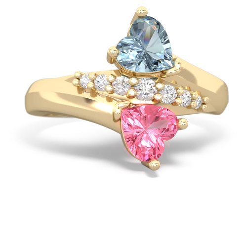 aquamarine-pink sapphire modern ring