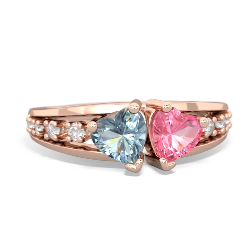 aquamarine-pink sapphire modern ring