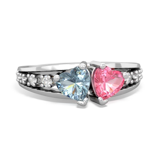 aquamarine-pink sapphire modern ring