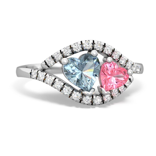 aquamarine-pink sapphire mother child ring