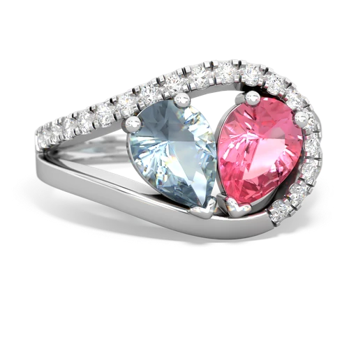 aquamarine-pink sapphire pave heart ring