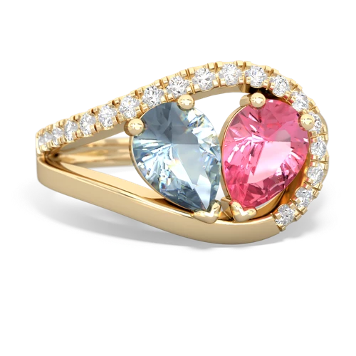 aquamarine-pink sapphire pave heart ring