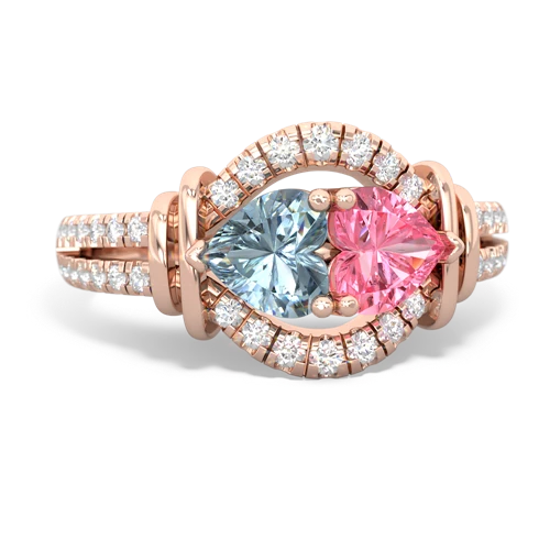 aquamarine-pink sapphire pave keepsake ring