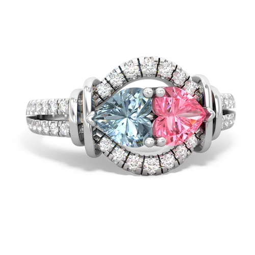 aquamarine-pink sapphire pave keepsake ring