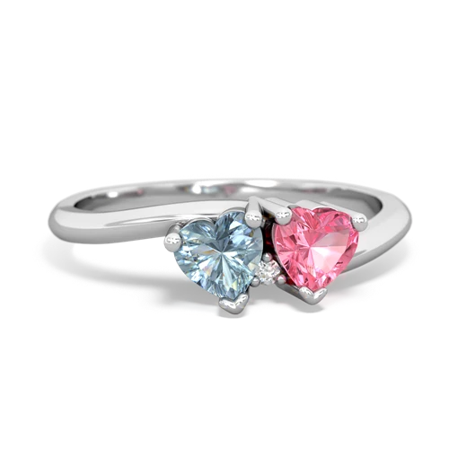aquamarine-pink sapphire sweethearts promise ring