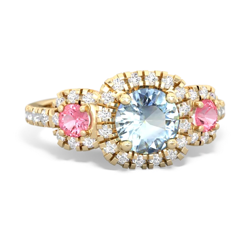 aquamarine-pink sapphire three stone regal ring