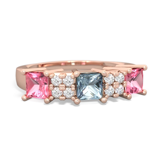 aquamarine-pink sapphire timeless ring