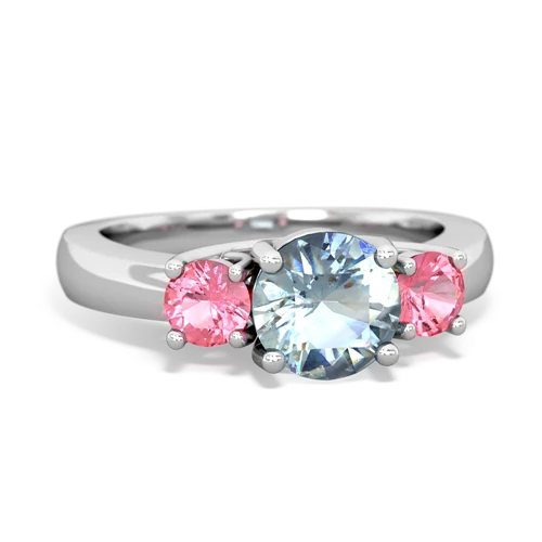 aquamarine-pink sapphire timeless ring