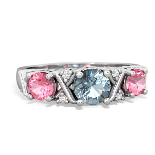 aquamarine-pink sapphire timeless ring